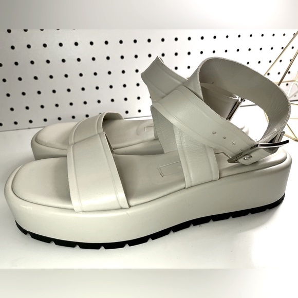 Zara Off White/Cream Leather Flat Strappy Platform Sandals Boho Beach Summer - Picture 11 of 16